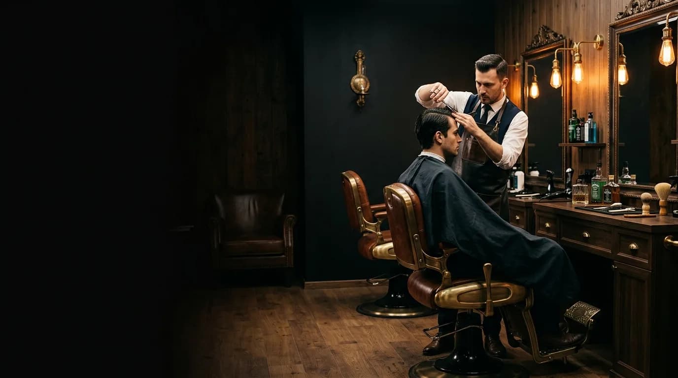 Atmospheric Luxury Barbershop Interior Double Six Barber 66 Makassar